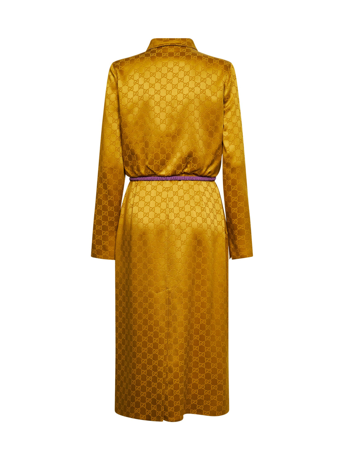 GUCCI Gucci Women Gold Gg Jacquard Viscose Midi Shirt Dress