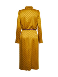 GUCCI Gucci Women Gold Gg Jacquard Viscose Midi Shirt Dress