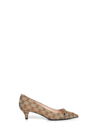 GUCCI Gucci Women Beige And Dark Brown Gg Canvas Pumps With Horsebit