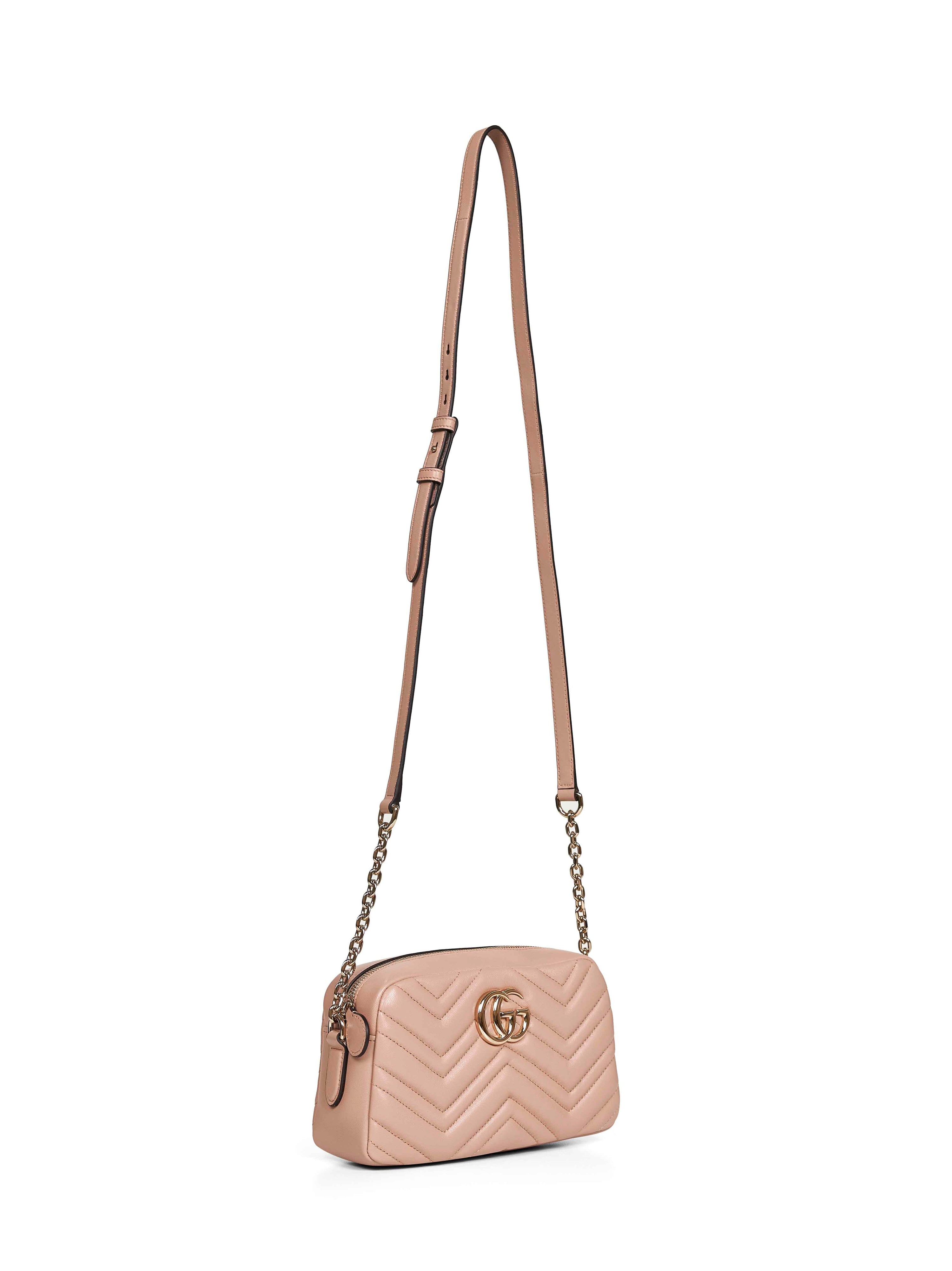 Gucci Women Pinky Beige Gg Marmont Small Camera Bag