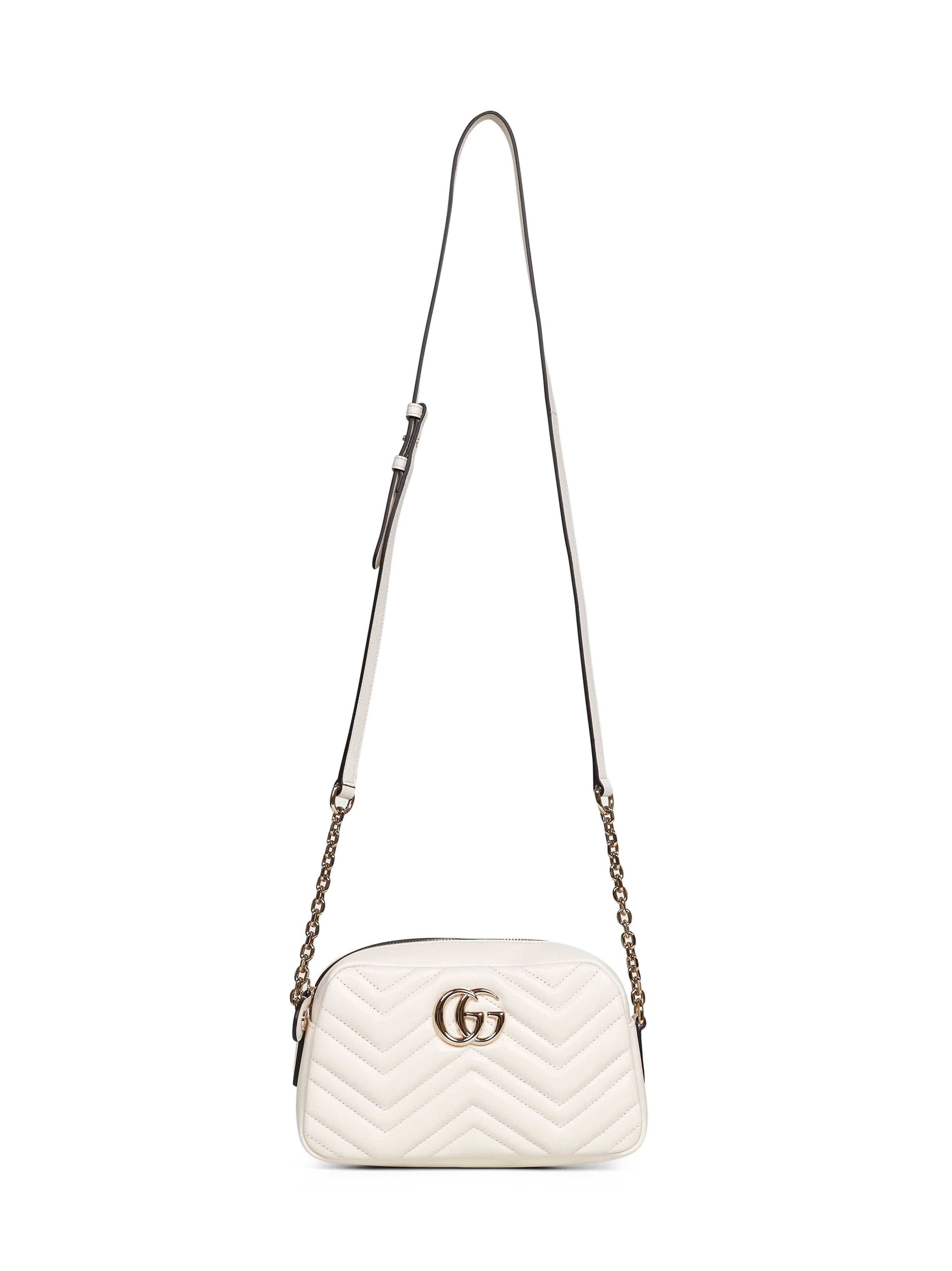 Gucci Women Dusty White Gg Marmont Small Camera Bag