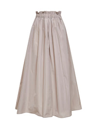 Herno Women Pearl Grey New Techno Taffeta Long Skirt