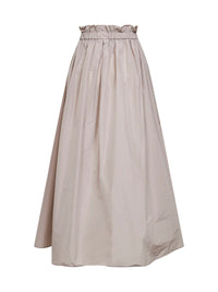Herno Women Pearl Grey New Techno Taffeta Long Skirt