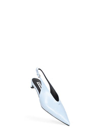 Jil Sander Women Powder Blue Leather Pointed Slingback Pumps