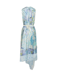 Maison Margiela Women Light Blue Floral Silk Wrap Midi Dress