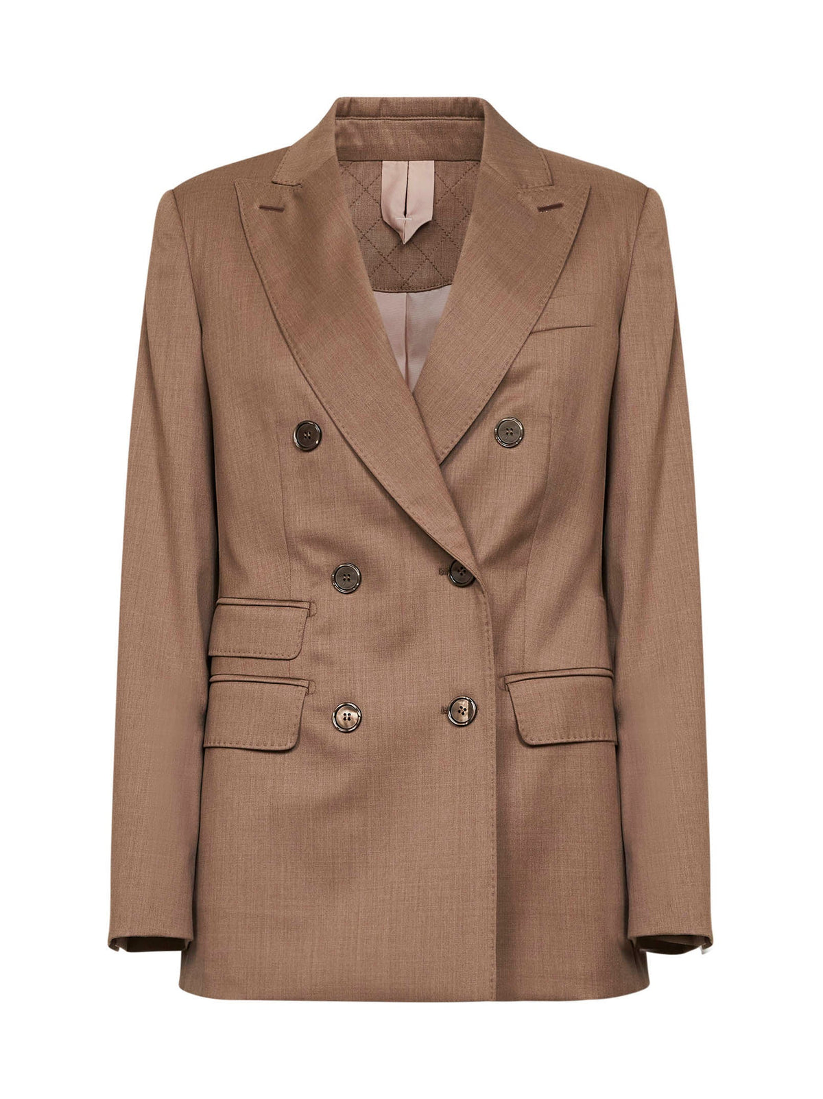 Max Mara Women Hazelnut Twill Mxmcupola Double-Breasted Blazer