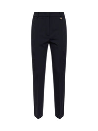 MAX MARA Max Mara Women Navy Blue Stretch Wool Mxmgiglio Slim Trousers