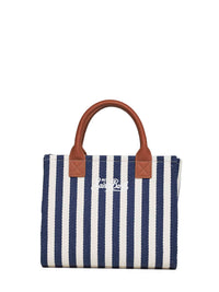 MC2 SAINT BARTH Mc2 Saint Barth Women Dark Blue And White Vanity Bag Midi Handbag With Shoulder Strap