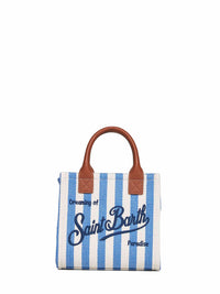 MC2 SAINT BARTH Mc2 Saint Barth Women Light Blue And White Vanity Bag Mini Handbag With Shoulder Strap