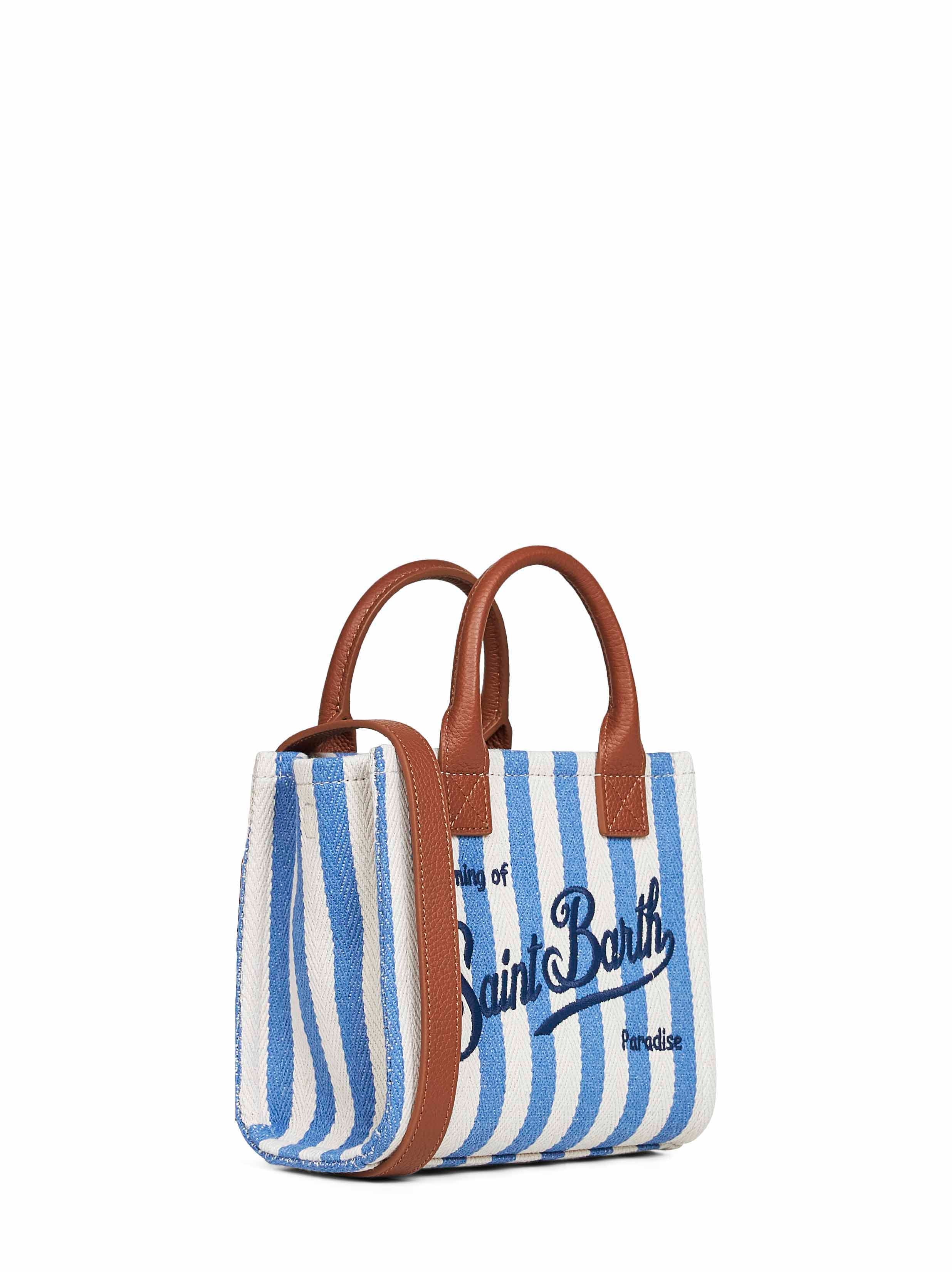 MC2 SAINT BARTH Mc2 Saint Barth Women Light Blue And White Vanity Bag Mini Handbag With Shoulder Strap