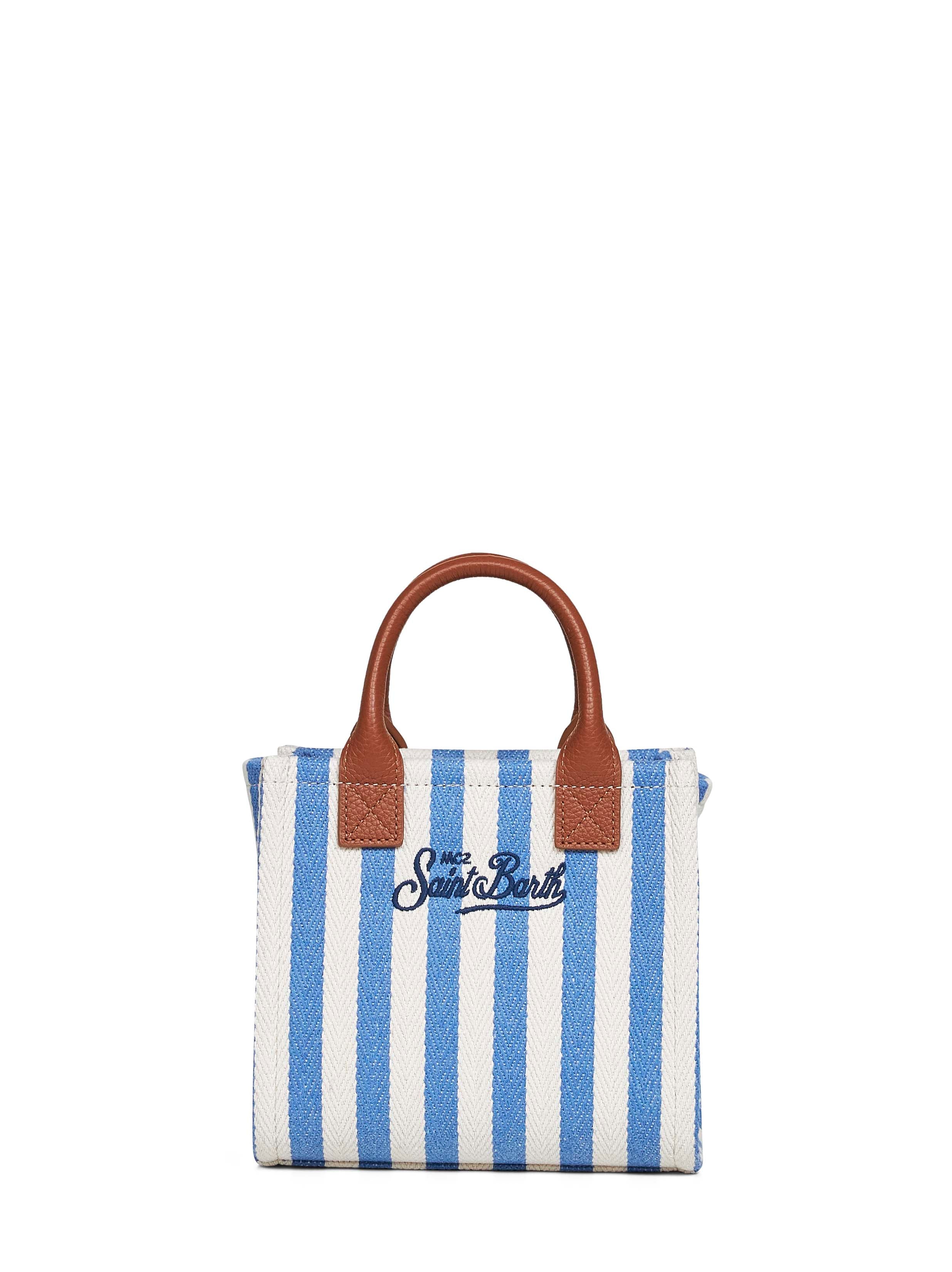 MC2 SAINT BARTH Mc2 Saint Barth Women Light Blue And White Vanity Bag Mini Handbag With Shoulder Strap