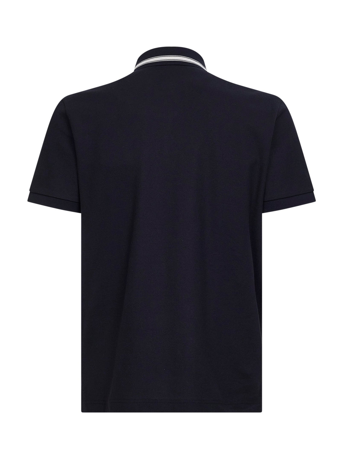 Moncler Men Blue Cotton Pique Polo Shirt With Logo Detail