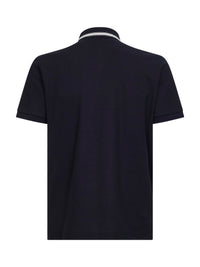 Moncler Men Blue Cotton Pique Polo Shirt With Logo Detail