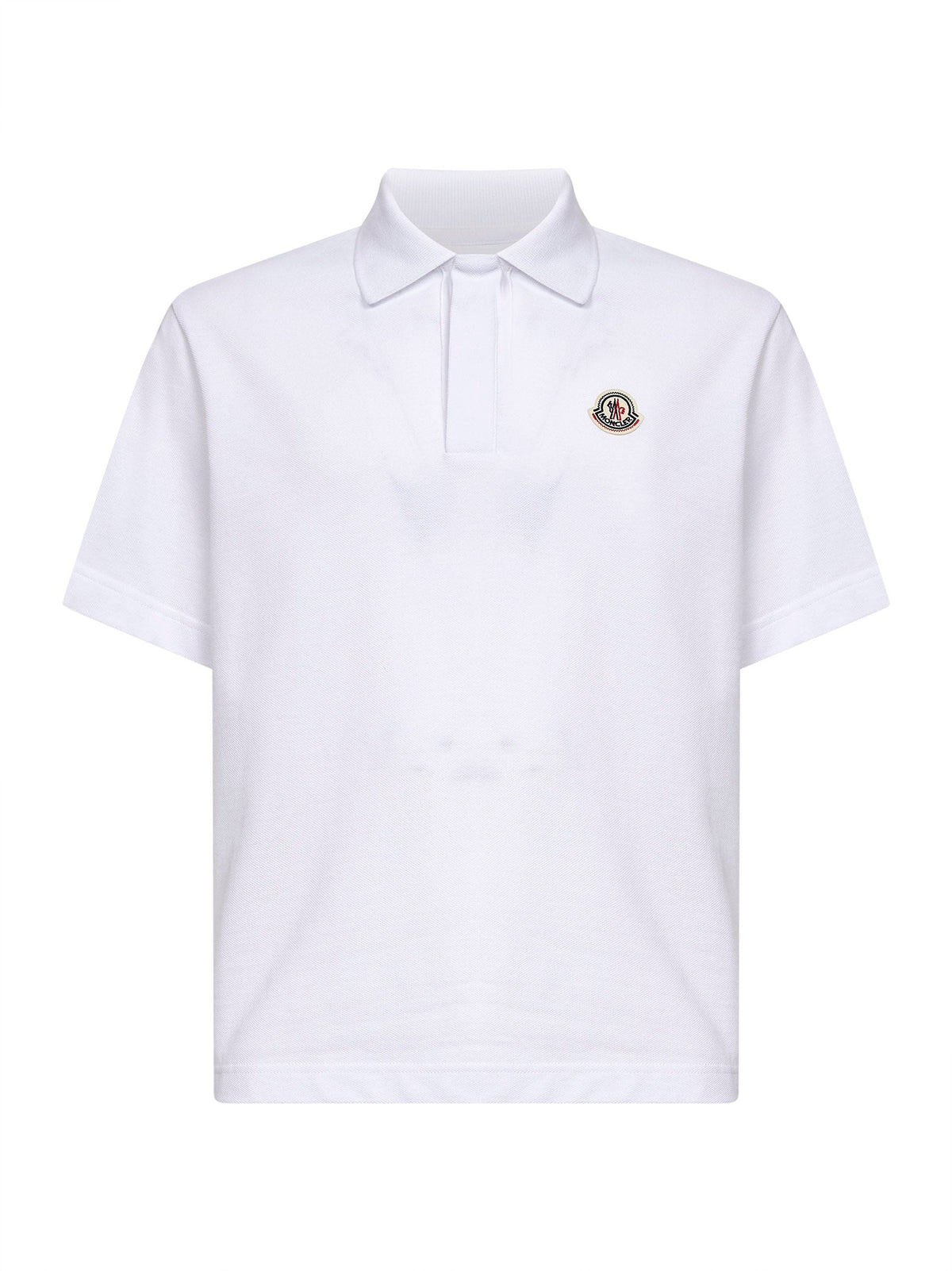 Moncler Men White Cotton Pique Logo Polo Shirt