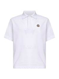 Moncler Men White Cotton Pique Logo Polo Shirt