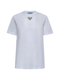 Prada Abbigliamento Women Rhinestones Plaque Cotton T-Shirt