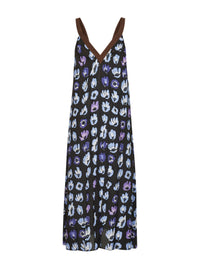 Prada Abbigliamento Women Purple Viscose Printed Midi Dress