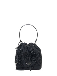 Prada Borse Women Crystals Re-Nylon Mini Bucket Bag