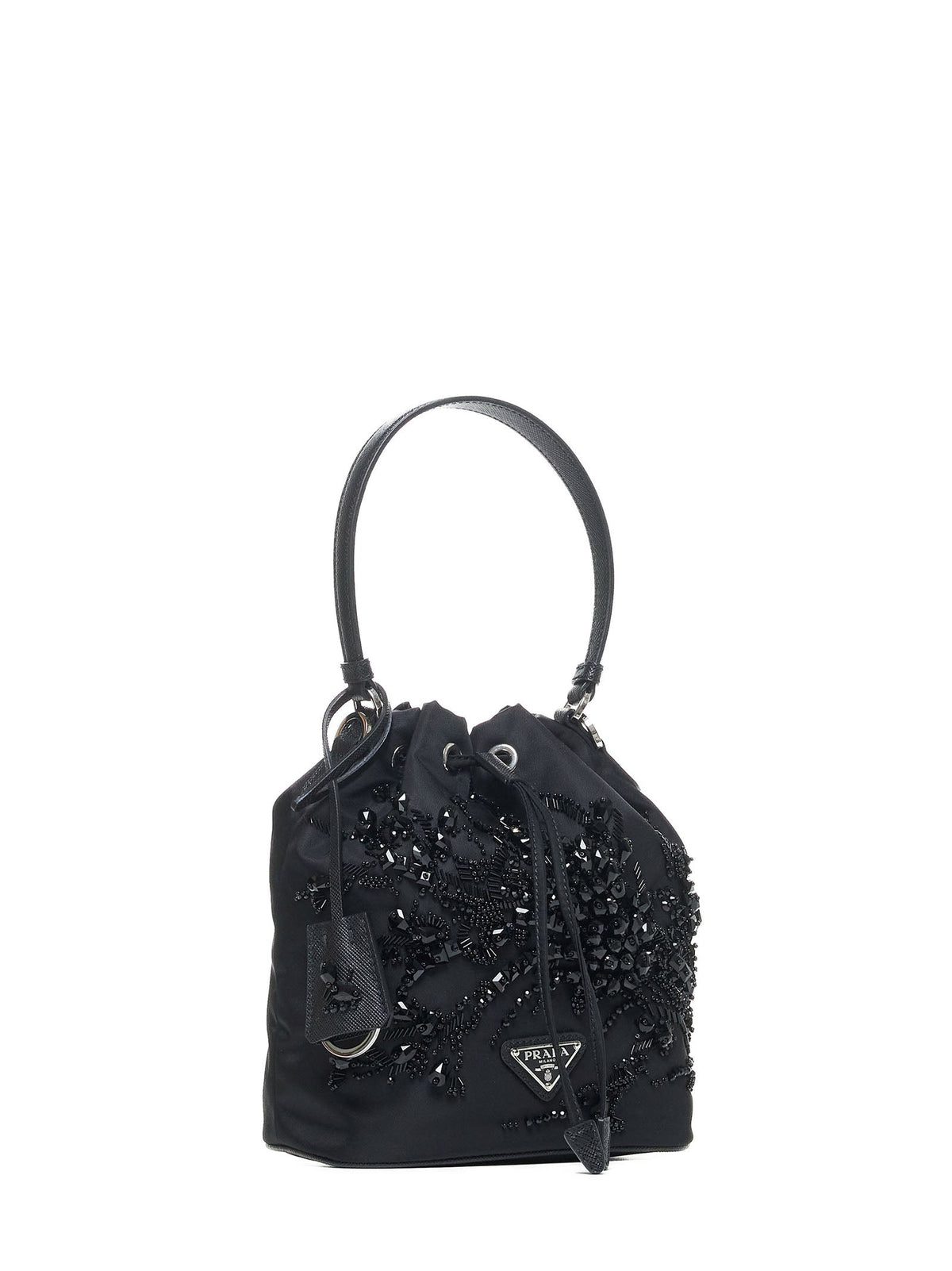 Prada Borse Women Crystals Re-Nylon Mini Bucket Bag