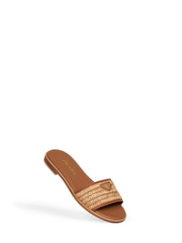 PRADA CALZATURE Prada Calzature Women Natural Leather With Crochet Details Slide Sandals