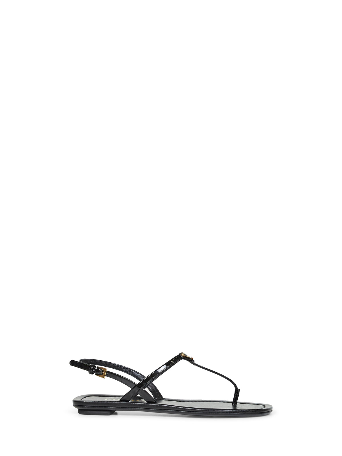 Prada Calzature Women Black Patent Leather Thong Sandals