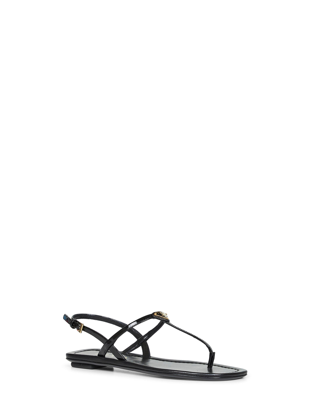 Prada Calzature Women Black Patent Leather Thong Sandals