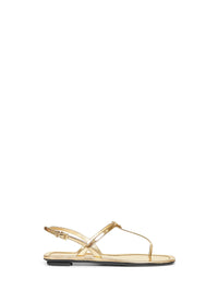 Prada Calzature Women Gold Metallic Leather Thong Sandals