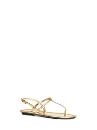 Prada Calzature Women Gold Metallic Leather Thong Sandals