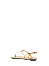 Prada Calzature Women Gold Metallic Leather Thong Sandals