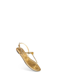 Prada Calzature Women Gold Metallic Leather Thong Sandals