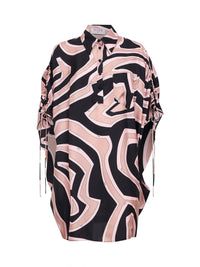PUCCI Pucci Women Black And Pink Labirinto-Print Silk Twill Short Kaftan Dress