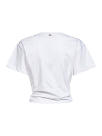 RABANNE Rabanne Women White Cotton Cropped T-Shirt With Piercing