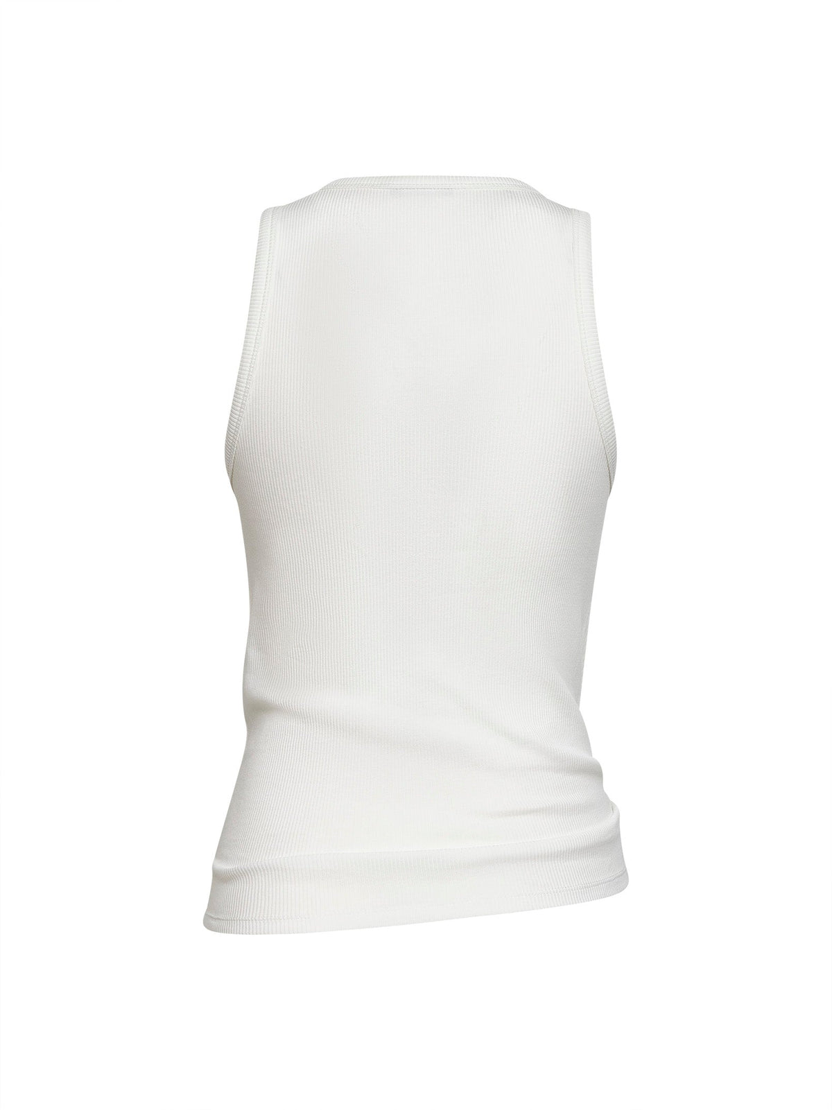 Rabanne Women White Ribbed Stretch Cotton Tank Top With Piercing