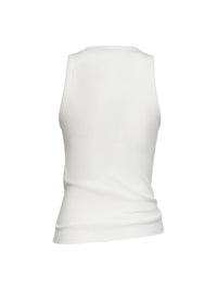Rabanne Women White Ribbed Stretch Cotton Tank Top With Piercing