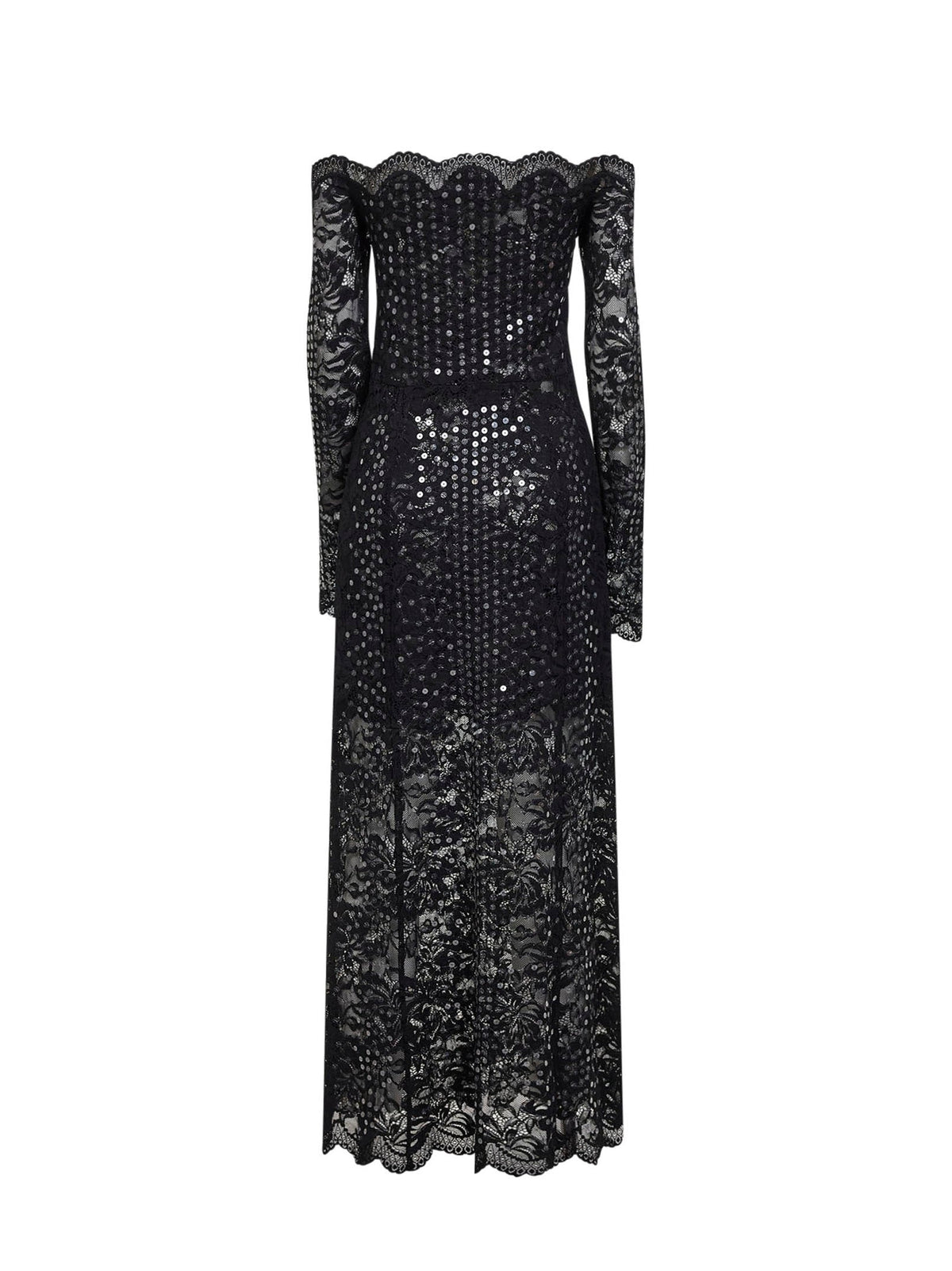 RABANNE Rabanne Women Black Embroidered-Sequins Stretch Lace Midi Dress
