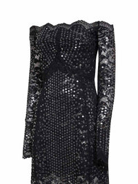 RABANNE Rabanne Women Black Embroidered-Sequins Stretch Lace Midi Dress
