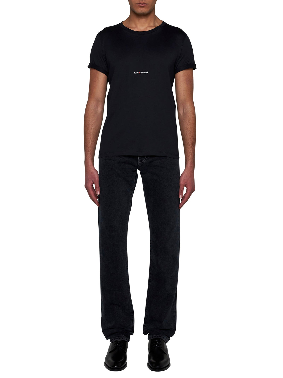 Saint Laurent Men Logo Cotton T-Shirt