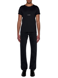 Saint Laurent Men Logo Cotton T-Shirt