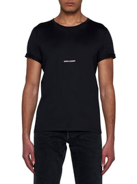 Saint Laurent Men Logo Cotton T-Shirt