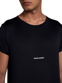 Saint Laurent Men Logo Cotton T-Shirt