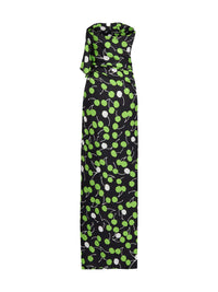 SAINT LAURENT Saint Laurent Women Black Cherry Silk Long Bustier Dress