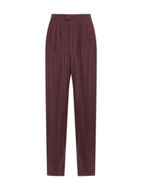 Saint Laurent Women Aubergine Silk Habutai Tailored Trousers