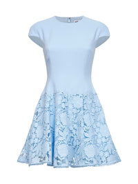Self Portrait Women Light Blue Crepe And Lace Mini Dress