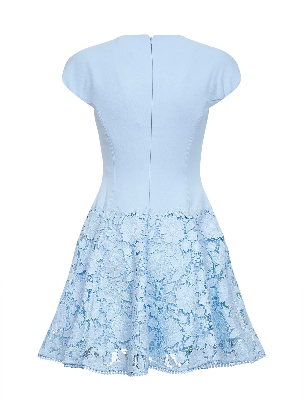 Self Portrait Women Light Blue Crepe And Lace Mini Dress