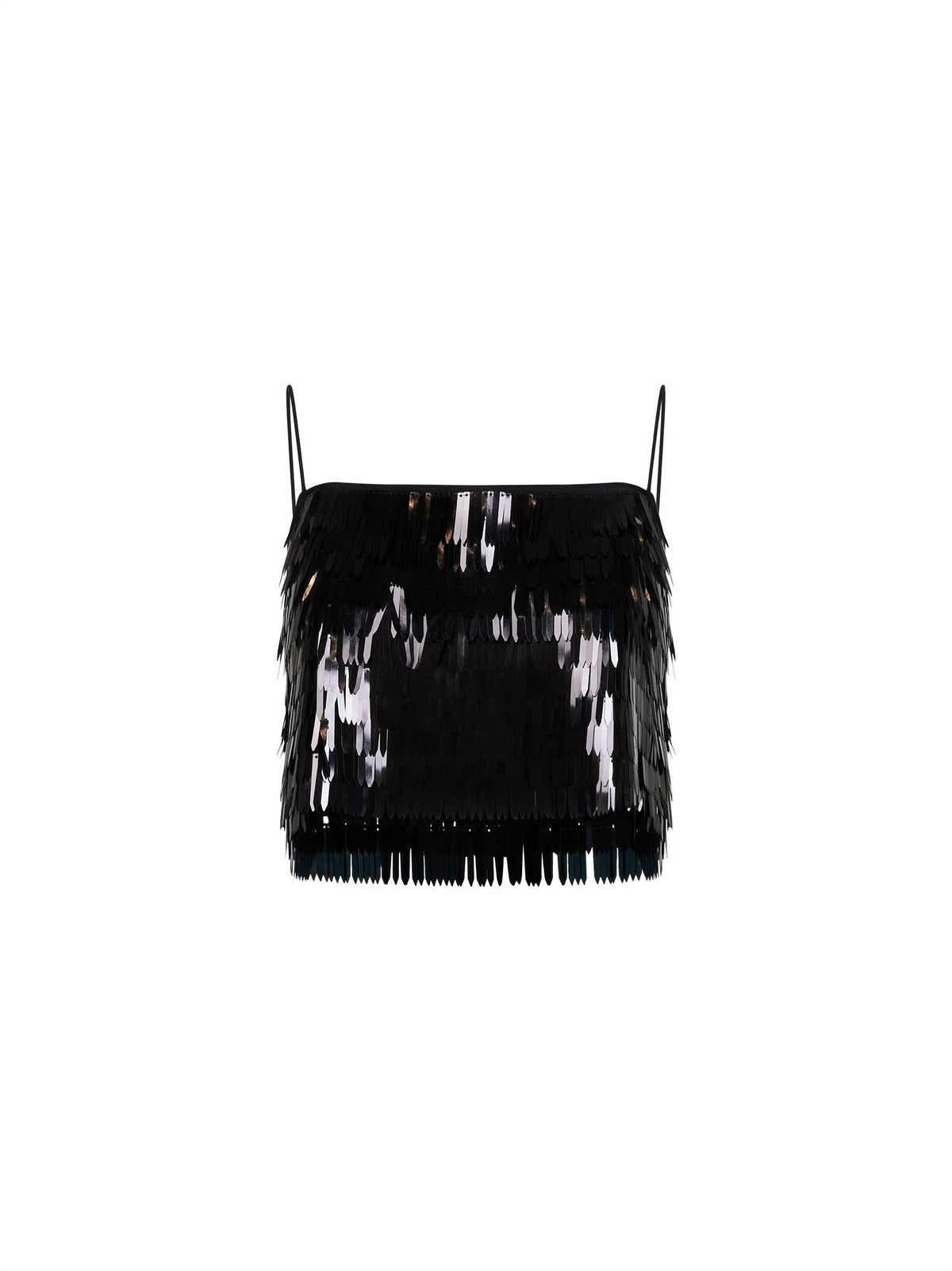 Self Portrait Women Black Sequin Cropped Top