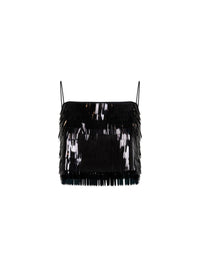 Self Portrait Women Black Sequin Cropped Top