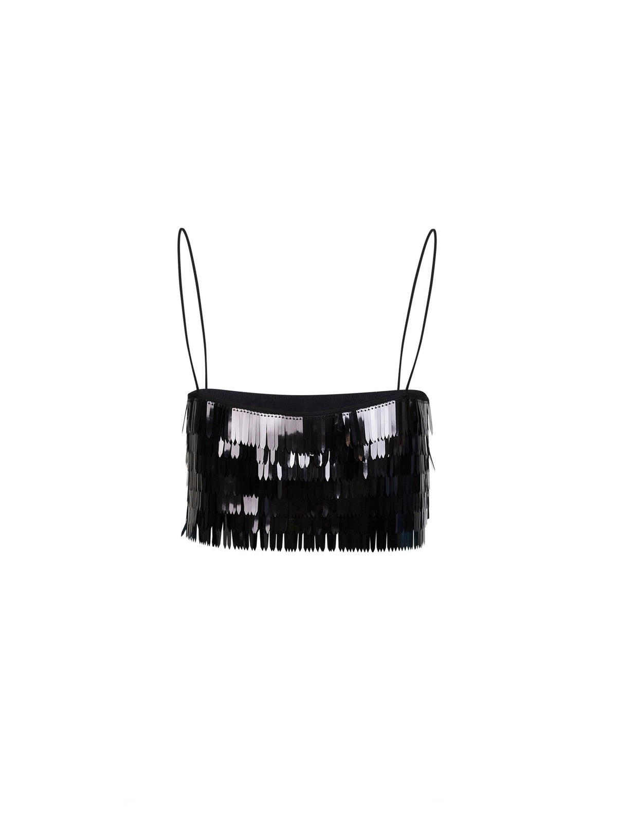 Self Portrait Women Black Sequin Cropped Top