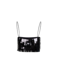 Self Portrait Women Black Sequin Cropped Top