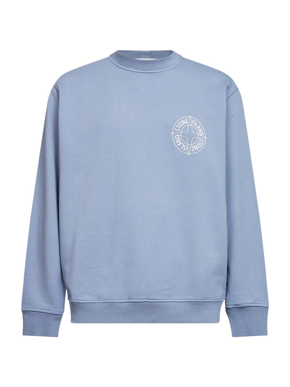 Stone Island Men Avio Blue Cotton "Outline Compass" Printed Sweatshirt