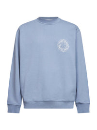 Stone Island Men Avio Blue Cotton "Outline Compass" Printed Sweatshirt